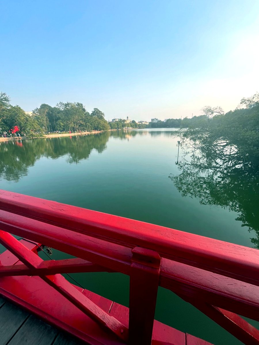 The red bridge over Hoan Kiem Lake
