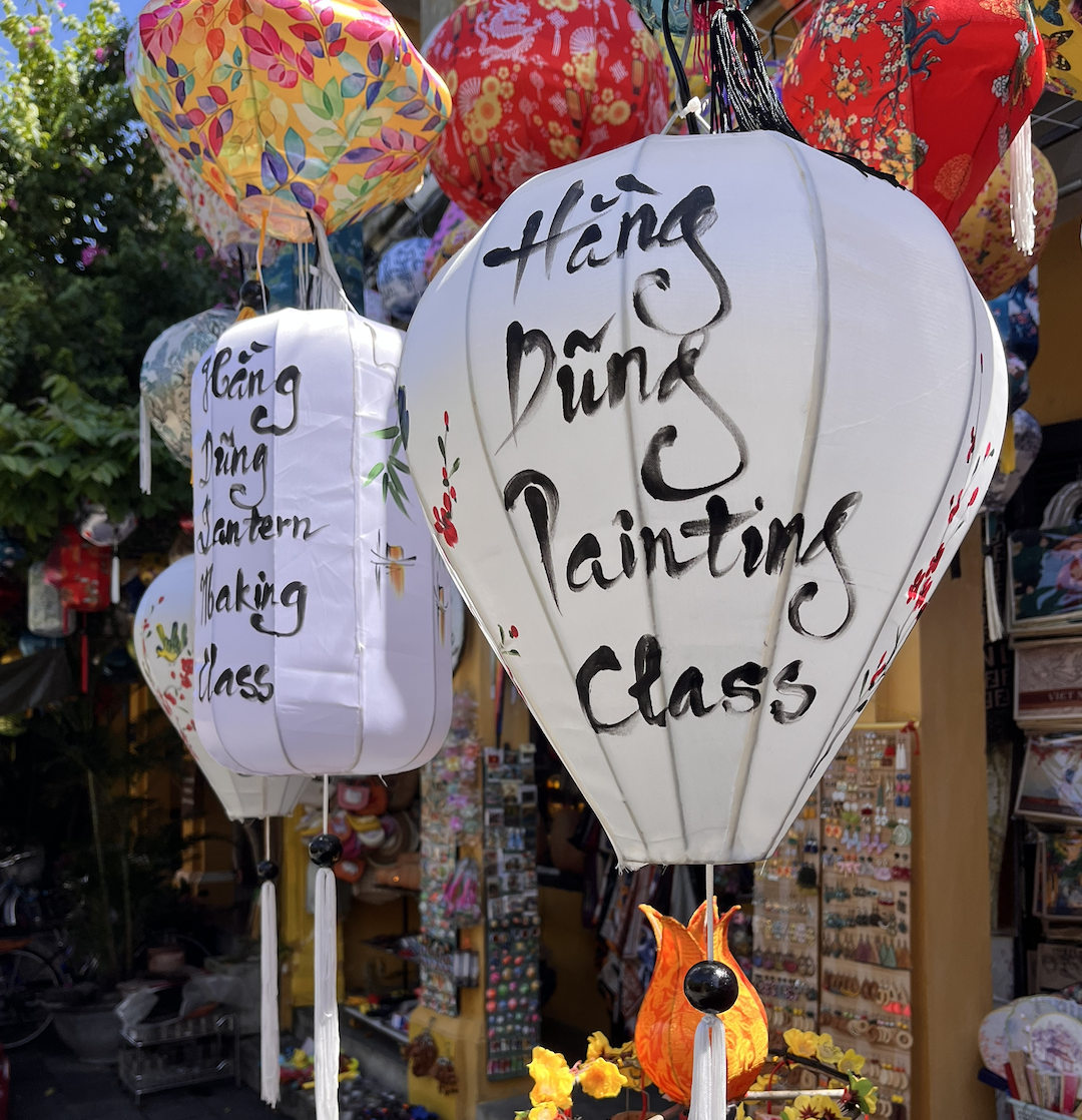 Hand-painted lanterns outside a Hội An artisan workshop