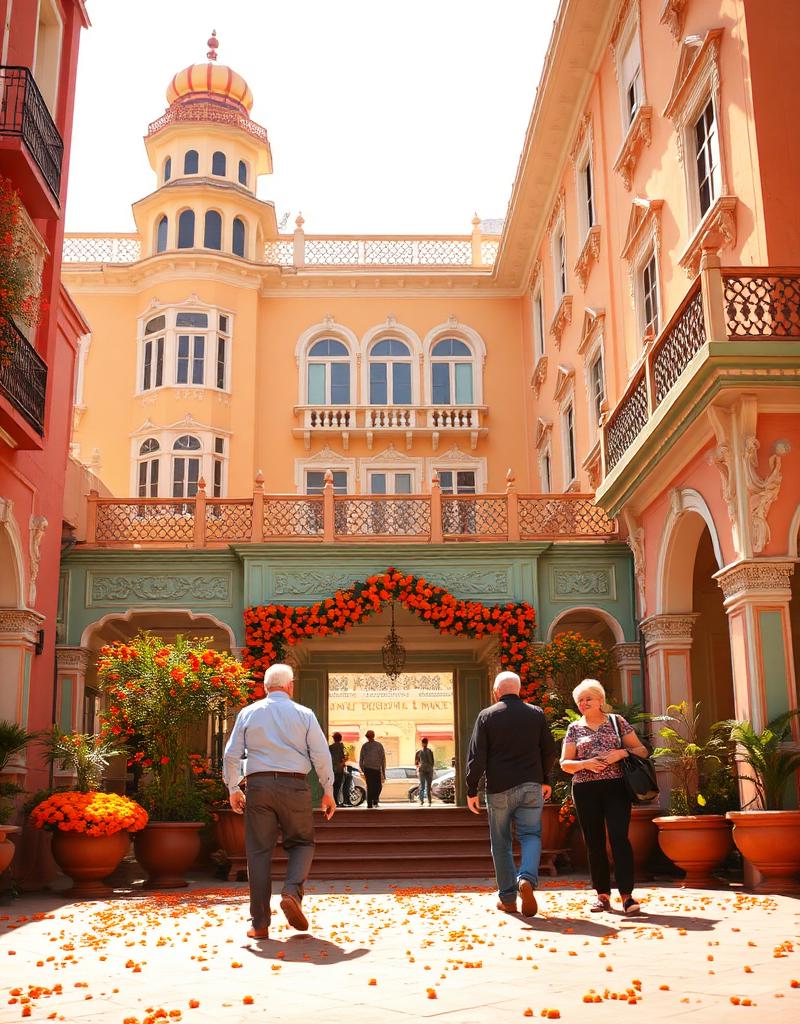 AI-generated travel illustration inspired by The Best Exotic Marigold Hotel and its destination
