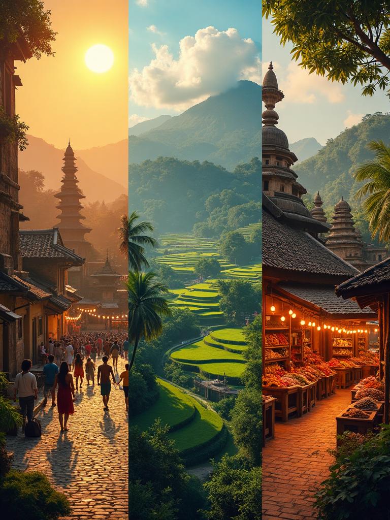 AI-generated travel illustration inspired by Eat Pray Love and its destination