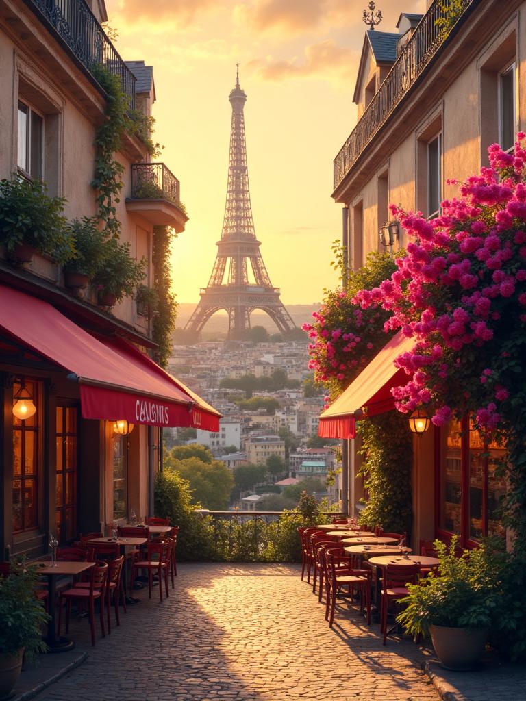 AI-generated travel illustration inspired by Emily in Paris and its destination