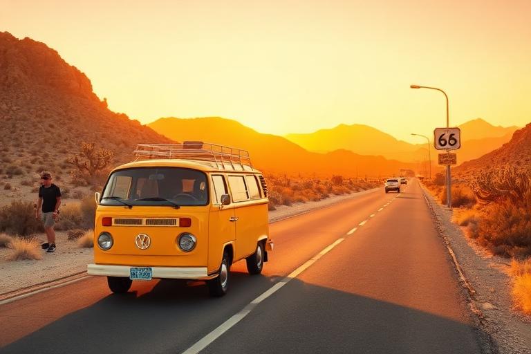AI-generated travel illustration inspired by Little Miss Sunshine and its destination