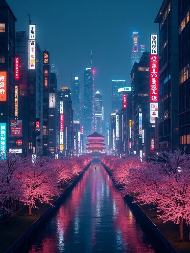 AI-generated travel illustration inspired by Lost in Translation and its destination