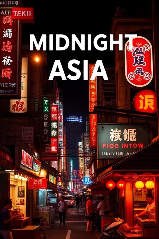 AI-generated travel illustration inspired by Midnight Asia and its destination