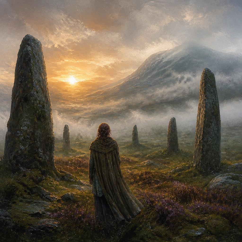 AI-generated travel illustration inspired by Outlander and its destination