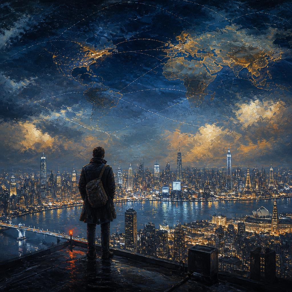 AI-generated travel illustration inspired by Sense8 and its destination