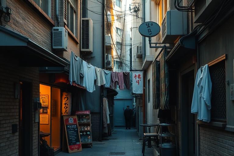 AI-generated travel illustration inspired by Shoplifters and its destination