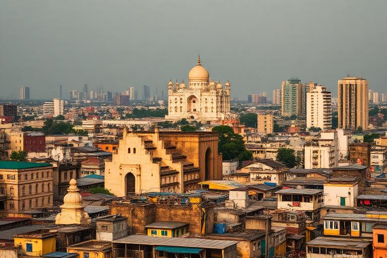 AI-generated travel illustration inspired by Slumdog Millionaire and its destination