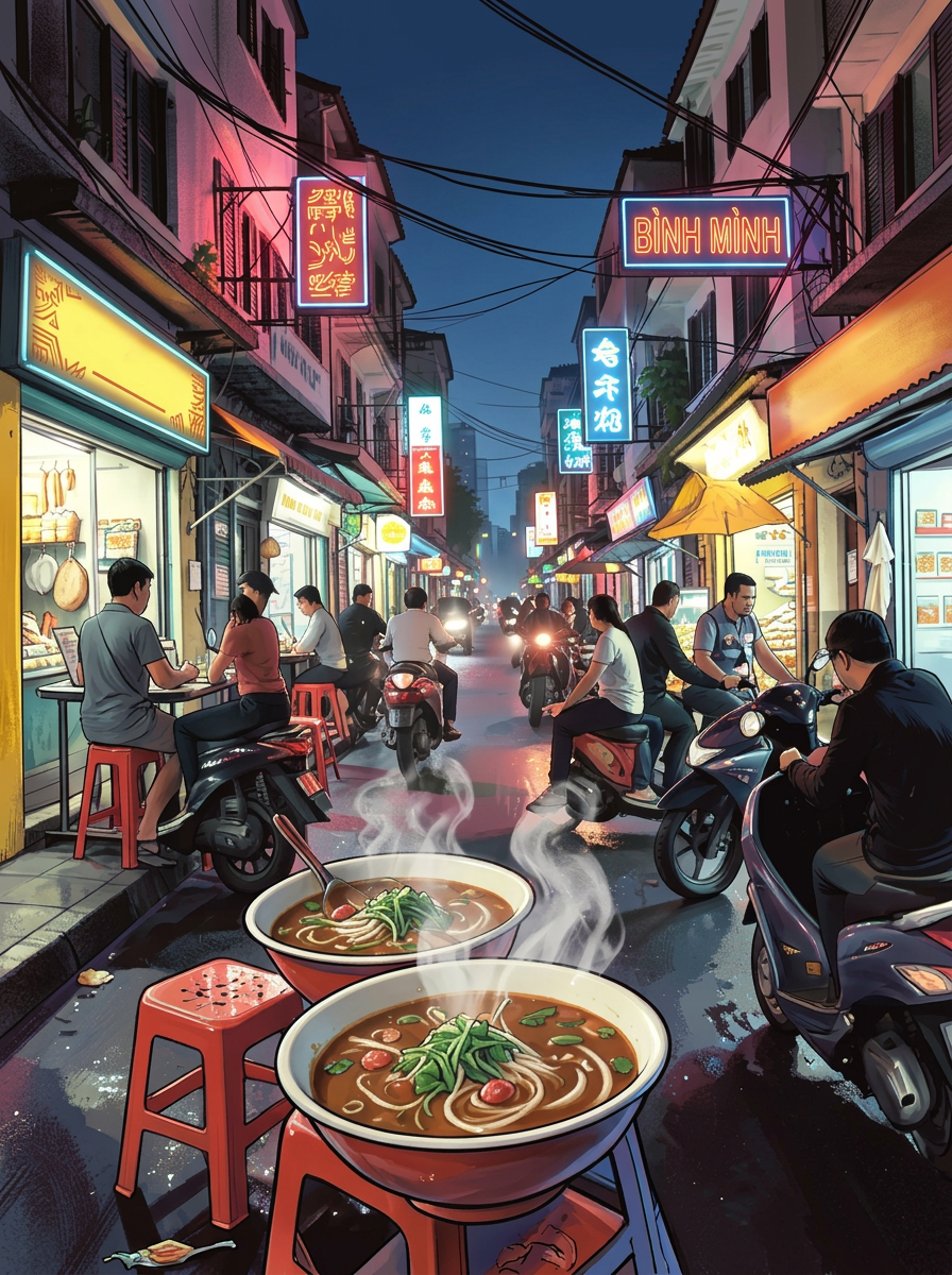 AI-generated travel illustration inspired by Street Food: Asia — Ho Chi Minh City and its destination