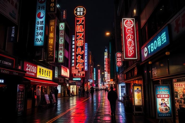AI-generated travel illustration inspired by Tokyo Vice and its destination