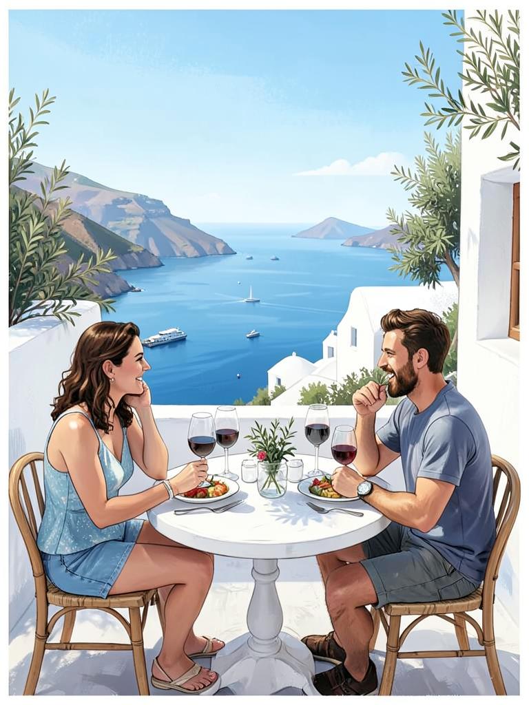 AI-generated travel illustration inspired by The Trip to Greece and its destination