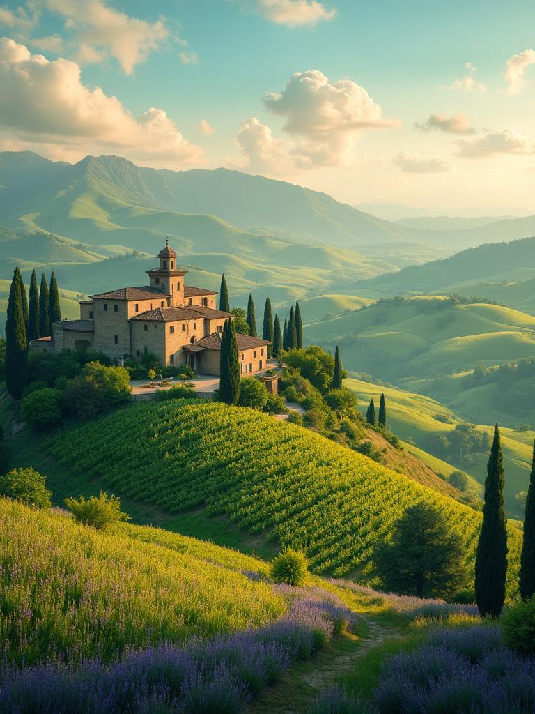 AI-generated travel illustration inspired by Under the Tuscan Sun and its destination